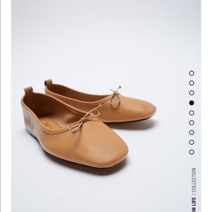 Zara NEW leather ballet flats -camel